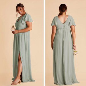 Birdy Grey Hannah Empire Curve Maxi Dress in Chiffon Sage Wedding Maternity USED
